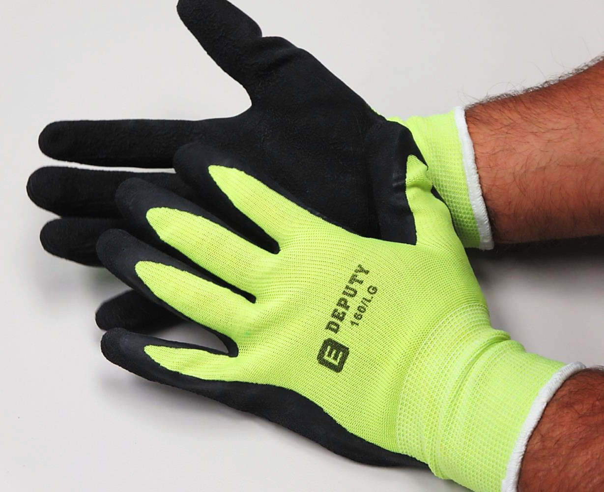 Emerald PPP Deputy Hi-Viz Latex Coated Seamless Knitted Industrial Work Gloves 